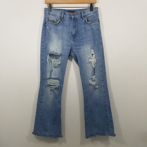 Zara Denim - Zara High Rise Distressed Jeans Size 4